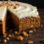 Keto carrot cake 3 Keto carrot cake with cream cheese frosting on rustic table