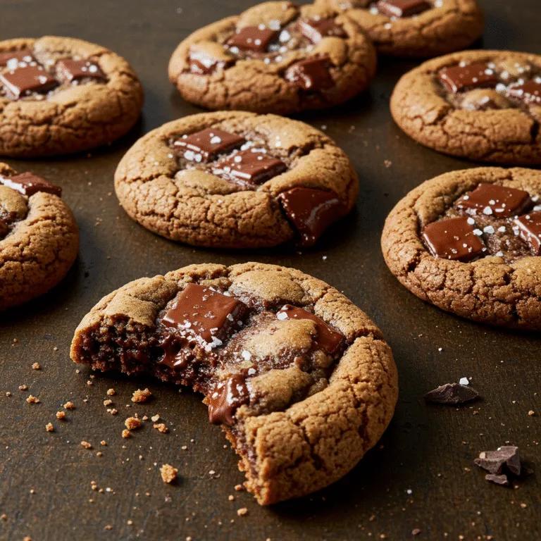 Espresso Chocolate Chip Cookies 2 Freshly baked espresso chocolate chip cookies stacked on a plate, showing gooey chocolate chips and a soft, textured center.
