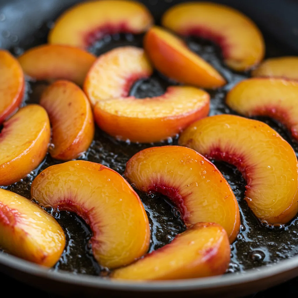 cooking-pan-fried-sweet-peaches Cooking Peaches in a Frying Pan