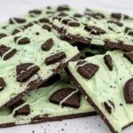 Mint Oreo White Bark 3 Mint Oreo White Bark broken into pieces with green swirls and Oreo chunks