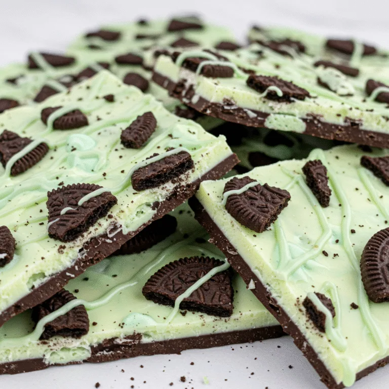 Mint Oreo White Bark 2 Mint Oreo White Bark broken into pieces with green swirls and Oreo chunks