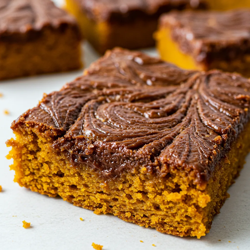 Pumpkin Bars with Chocolate Swirl